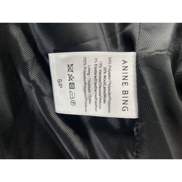 ANINE BING Blazer Small Black Double Breasted Academia Preppy Wool Blend - Picture 12 of 13